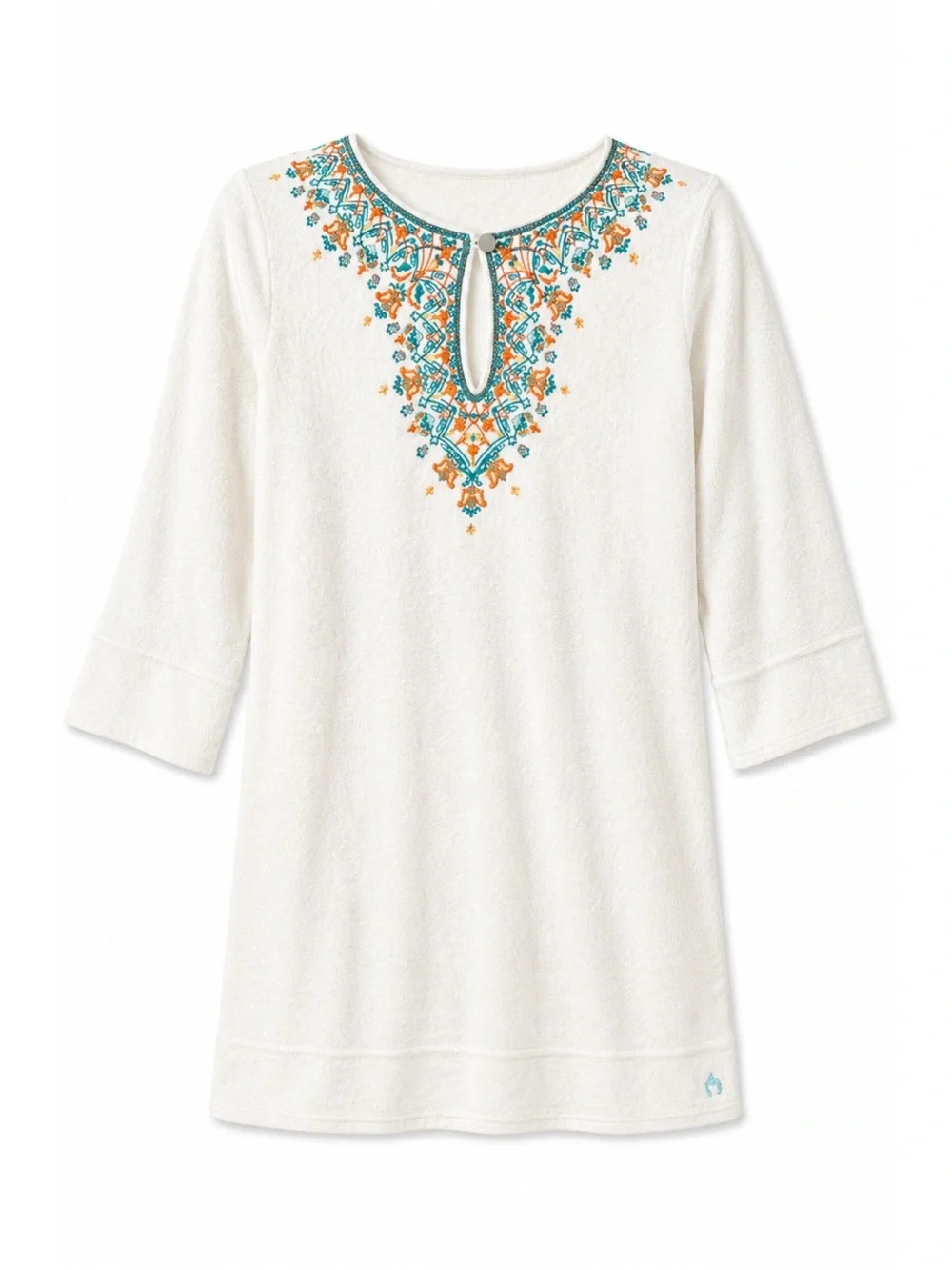 Cabana Life White Orange & Teal Moroccan Terrycloth Swim Coverup Girls Size 14
